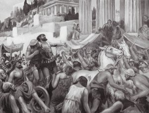 Peisistratoksen taidokas temppu (litografia) tekijältä Robert Ambrose Dudley