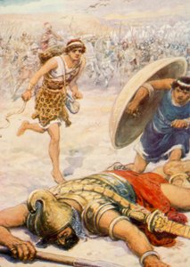 David ja jättiläinen (väri litho) tekijältä Robert Ambrose Dudley