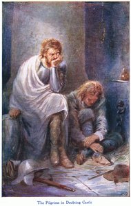 Pilgrims in Doubting Castle, John F Shaw & Co:n julkaisemasta The Pilgrims Progressista, noin 1900-luku (värilitho) tekijältä Robert Ambrose Dudley