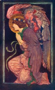 An Angel Adoring`, Robert Anning Bellin värillinen kipsireliefi, c1901 1901-1902. tekijältä Robert Anning Bell