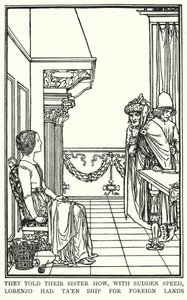 Kuvitus John Keatsin runoille: Isabella tai Basilikan ruukku (litho) tekijältä Robert Anning Bell