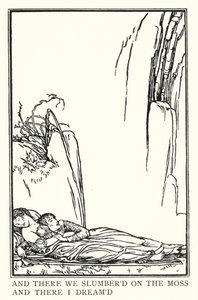 Kuvitus John Keatsin runoille: La Belle Dame Sans Merci (litho) tekijältä Robert Anning Bell