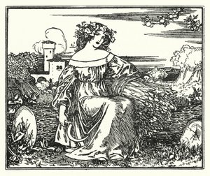 Kuvitus John Keatsin runoille: Syksylle (litho) tekijältä Robert Anning Bell
