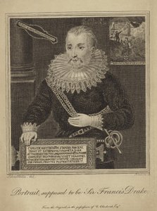 Francis Drake (kaiverrus) tekijältä Robert Blemell (after) Schnebbelie