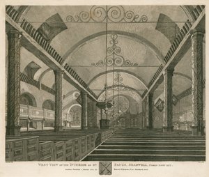 Länsinäkymä St Paulin sisätiloista Shadwellissa Lontoossa, purettu 1817