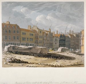Lontoon muurin rauniot, jotka purettiin vuonna 1817, City of London, 1817