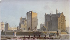 Raunioitu rakennus, Commercial Road, Stepney, Lontoo, 1820 tekijältä Robert Blemmell Schnebbelie