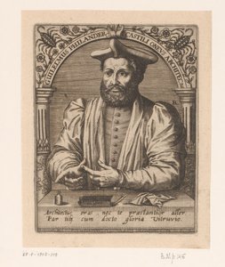 Guillaume Philandrierin muotokuva Guilelmus Philander Castili oneus architectus (otsikko esineessä) Sarja muotokuvia 1400- ja 1500-luvun tutkijoista (sarjan nimi)