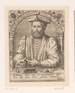 Guillaume Philandrierin muotokuva Guilelmus Philander Castili oneus architectus (otsikko esineessä) Sarja muotokuvia 1500- ja 1600-luvun tutkijoista (sarjan nimi)