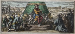 Les Invalidesin rakentaminen vuonna 1670 - Allegoria Hotel des Invalidesin perustamisesta - Ludvig XIV näyttää vanhoille sotilailleen rakenteilla olevaa Hotel des Invalides -kaiverrusta, jonka on kirjoittanut Robert Bonnart (1652-1729) tekijältä Robert Bonnard