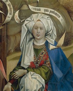 Yksityiskohta naisesta syntymästä, Flemalle-mestari Robert Campin (1375/1379-1444), öljy paneelille, noin 1420 tekijältä Robert Campin
