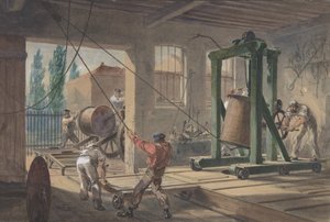 Guttaperkkapäällysteisen johtavan langan rullat kuljetettu tankkeihin tehtaalla..., 1865-66. tekijältä Robert Charles Dudley
