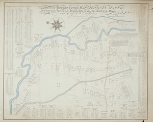 Uusi ja oikea kartta Hackney Marshista, 1745