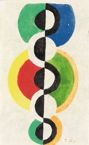 Rhythm, n. 1932 (guassi, akvarelli ja sivellin ja muste Japon nakrépaperille) tekijältä Robert Delaunay
