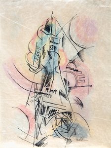 Tutkimus La Tour Eiffelille, n. 1911. tekijältä Robert Delaunay