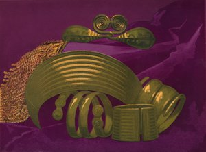 Kultaiset koristeet sviitistä ja rannekoru, 1863 tekijältä Robert Dudley
