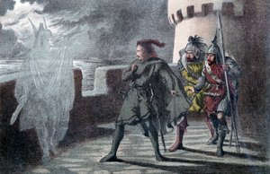 Hamlet näkee isänsä kummittelevan Elsinoren linnan linnoituksissa
