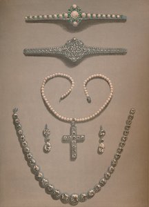Kaulakoru, korvakorut, rannekorut häälahjat annettiin tanskalaiselle Alexandralle, 1863