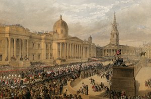 Trafalgar Square, Lontoo, 7. maaliskuuta 1863 (kaiverrus). tekijältä Robert Dudley