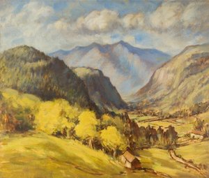 Valley Landscape (öljyä aluksella)
