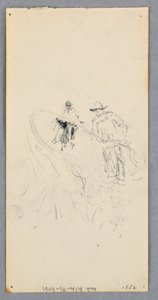 Piirustus, ulkoseinä: Kaksi hahmoa ja tunnistamattomia viivoja (kääntöpuoli), 1882. tekijältä Robert Frederick Blum