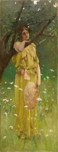 Haaveilu, n. 1883-1884 (öljy kankaalle) tekijältä Robert Frederick Blum