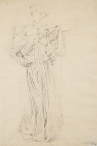 Study for Moods to Music, 1893-95 (grafiitti keltaisella lyijykynällä kiiltävällä kudottupaperilla) tekijältä Robert Frederick Blum