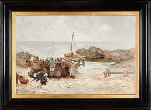 Kalastajien paluu (öljy kankaalle) tekijältä Robert Gemmell Hutchison