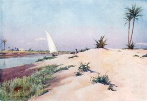 Ismailian kanavalla, Tel-el-Kebirin lähellä (värilitografia). tekijältä Robert George Talbot Kelly