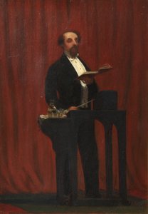 Charles Dickens pitämässä julkisen luennon, 1858 (öljy norsunluun)
