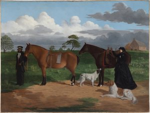 Rouva Adolphus Sceales Black Jimmien kanssa Merrangin asemalla, 1856 tekijältä Robert Hawker Dowling