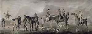 Tom Conolly Castletownista metsästämässä ystäviensä kanssa, 1769 (pastelli, liitu ja guassi paperilla) tekijältä Robert Healy