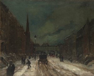 Street Scene with Snow (57th Street, NYC.)