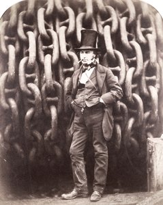 Isambard Kingdom Brunel, seisomassa "Great Easternin" laukaisuketjujen edessä, 1857