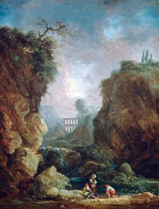 Maisema vesiputouksen ja akveduktin kanssa”, n. 1750-1808