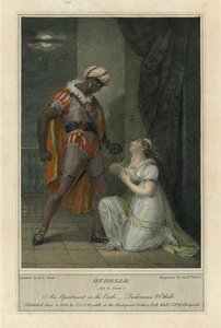 Kuvitus Shakespearen Othellolle, näytös 4, kohtaus 2 (värikaiverrus)