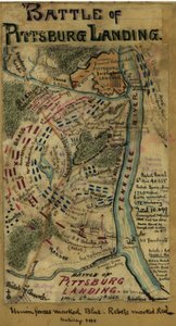 Pittsburg Landingin tai Shilohin taistelu 6. ja 7. huhtikuuta 1862. LOC gvhs01.vhs00314