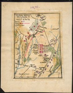 Ratsuväen taistelu, Gettysburg, Pa. 3. heinäkuuta klo 15.30 LOC gvhs01.vhs00150 tekijältä Robert Knox Sneden