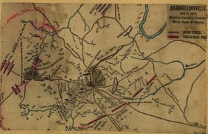 Chancellorsville, 2. toukokuuta 1863, jossa näkyy Stonewall Jacksonin suuri sivustaliike LOC gvhs01.vhs00287