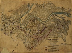 Chattanooga Kaavio taistelusta kenraalien Gens. Grant ja Braxton Bragg, joka käytiin 24.-5. marraskuuta 1863. LOC gvhs01.vhs00275