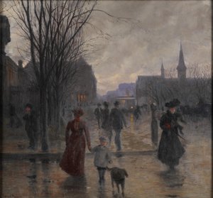 Sateinen ilta Hennepin Avenuella, n. 1902
