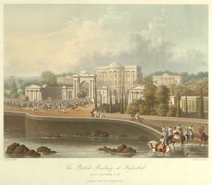 Brittiläinen residenssi Hyderabadissa, piirretty vuonna 1813