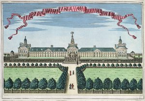 Betlehemin sairaala, kirjasta "A Book of the Prospects of the Remarkable Places in and about the City of London", noin 1700. tekijältä Robert Morden