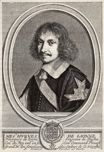 Hugues de Lionne (1611 - 1671), Marquis de Fresnes, Bernyn herra, oli diplomaatti ja valtioministeri Louis XIV:n alaisuudessa. Kaiverrus Robert Nanteuil. Yksityinen kokoelma.