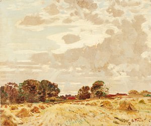 Harvest At the Knowes, East Linton (öljy kankaalle) tekijältä Robert Noble