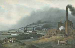 Bilston - Bradley Iron Works: akvarellimaalaus, 1837