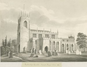 Penkridge Church: seepiapesupiirustus, 1831 tekijältä Robert Noyes