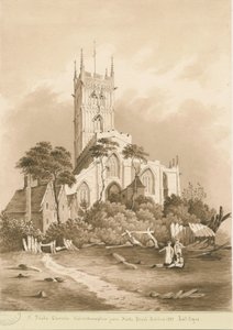 Wolverhampton - Pyhän Pietarin kirkko: seepiapiirros, 1838