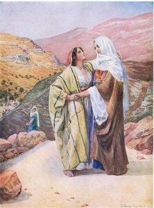 Ruut ja Noomi, Thomas Nelsonin julkaisemasta Raamatun kuvakirjasta (The Bible Picture Book), n. 1950.