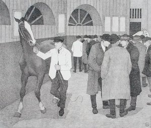 Hevoskauppiaat Barbicanissa (Barbican No.2) 1921 (litho) tekijältä Robert Polhill Bevan